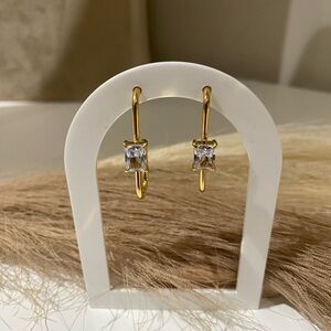 Elegant Gold Hoop Earrings with Clear Stones
